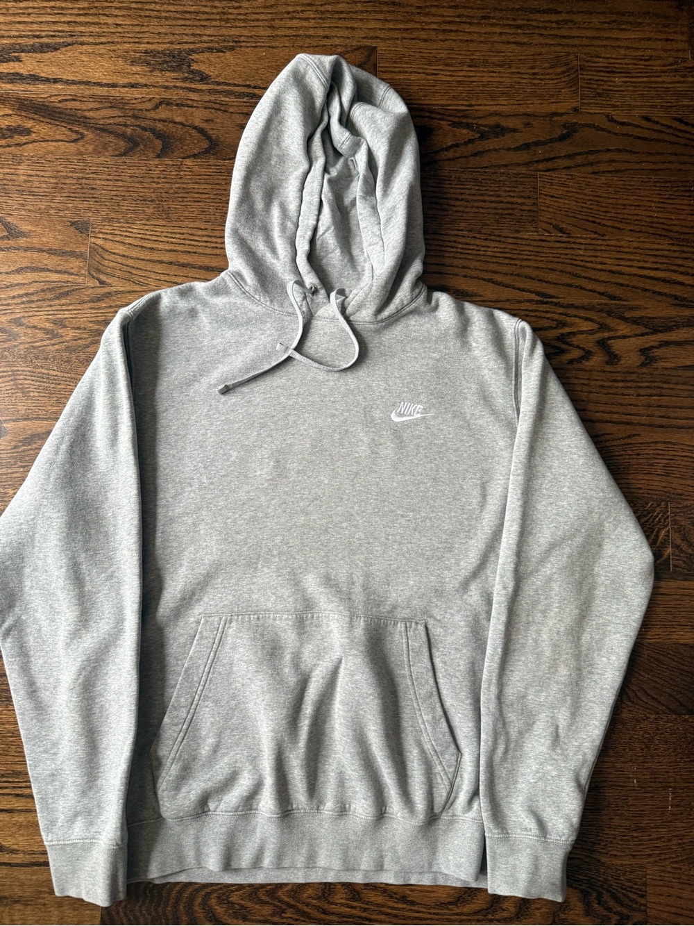 Nike Light Gray Pullover Hoodie with Small Chest Logo